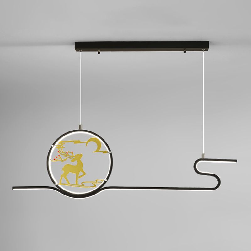 Metal Hanging Pendant Lights Nordic Modern Linear Hanging Lamps for Study Room