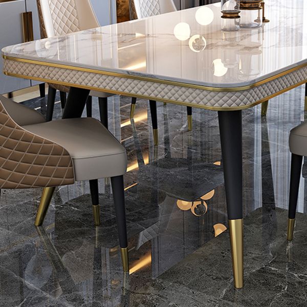 Glam 1/4/5/7 Pieces White Dining Table Set with Sintered Stone Top Rectangle Dinette Set