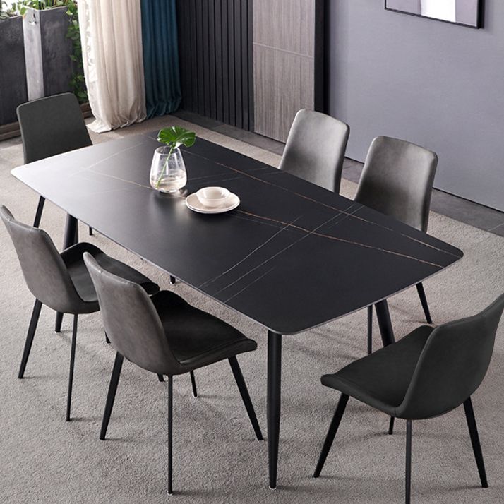 Faux Leather Dining Chairs Industrial Arm Solid Back Dining Side Chairs