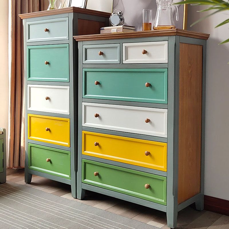Vertical Nautical Storage Chest Bedroom Solid Wood Chest with Drawers