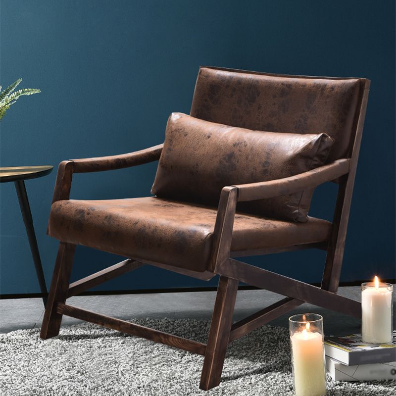 25.59" L x 29.52" W x 28.34" H Faux Leather Square Arms Lounge Chair with Pillow Back