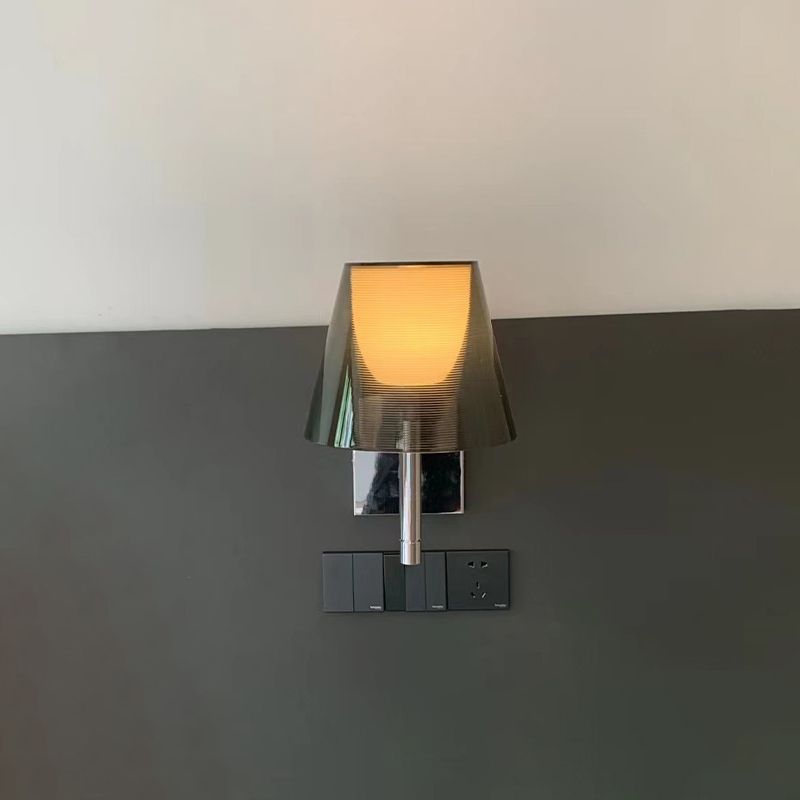 Acrylic Shade Wall Armed Sconce Minimalist 1 - Light Wall Light Fixture in Chrome Finish