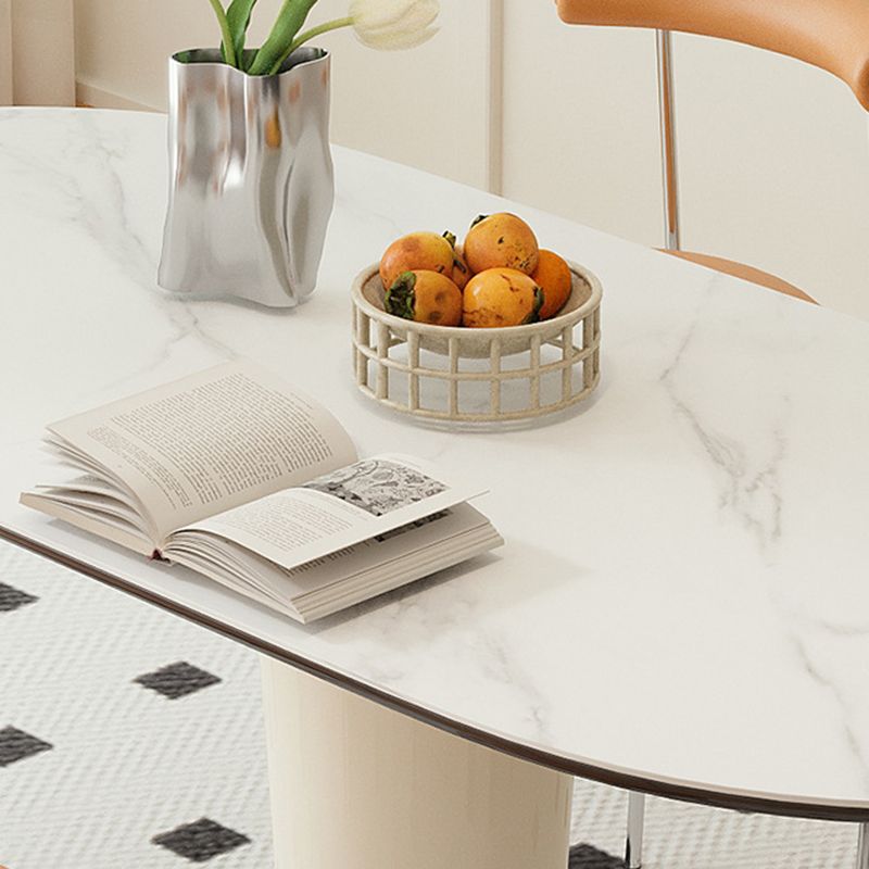 Contemporary Kitchen Dinner Table Oval Pedestal Dining Table