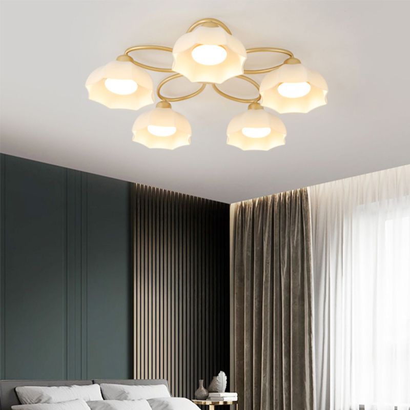 Nordic Style Ceiling Light Dome Shape Ceiling Lamp with Glass Shade for Living Room