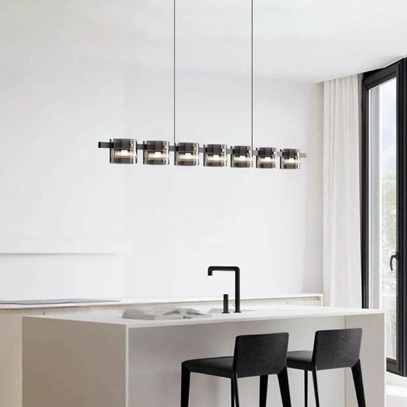 1 Light Chandelier Lighting Fixtures Modern Glass Hanging Lamp Kit in Black