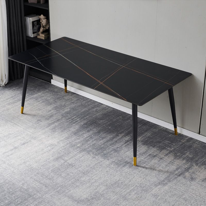 Rechthoek traditionele luxe tafel gesinterde stenen tafel met 4 zwarte poten