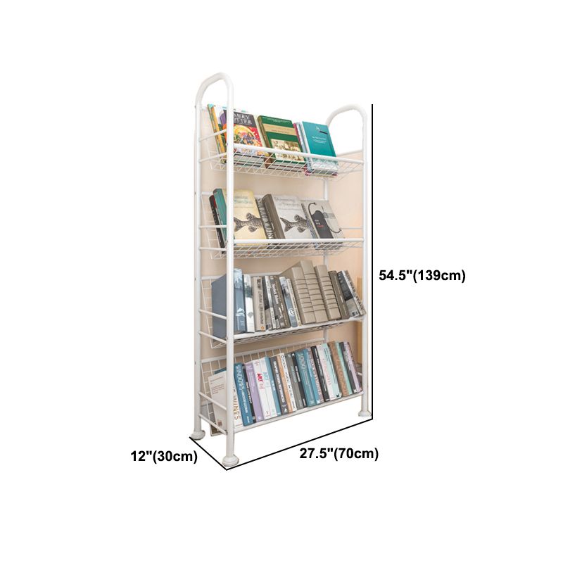 Contemporary Style Metal Bookcase Wheel Bookshelf for Home Office