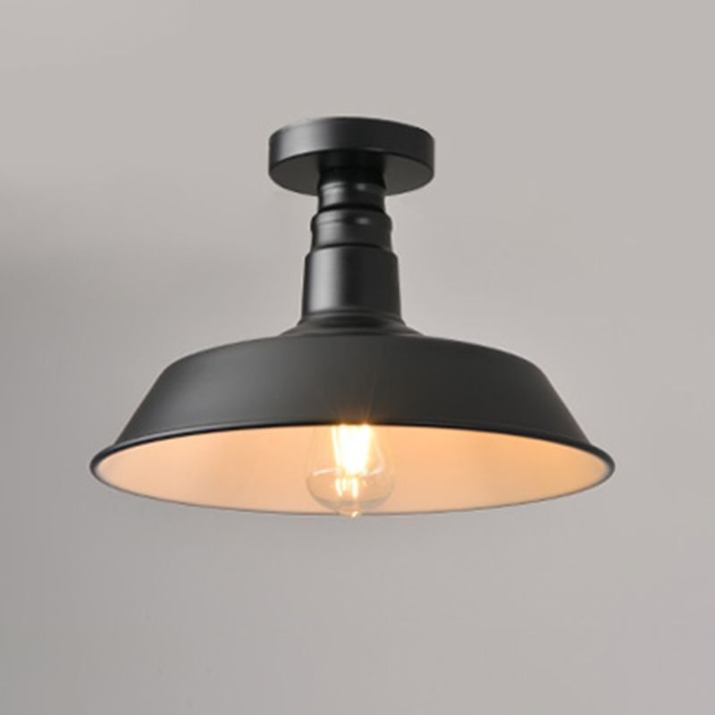 Black Antique Flush Mount Ceiling Light 1-Light Warehouse Semi-Flush Mount Ceiling Fixture