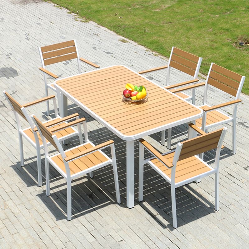 Contemporary Stacking Metal Dining Armchair with Arm Patio Dining Armchair