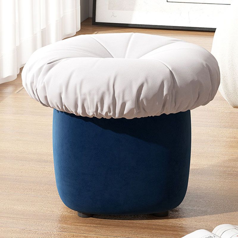 Contemporary Pouf Ottoman Cotton Upholstered Tufted Mushroom Shape Ottoman