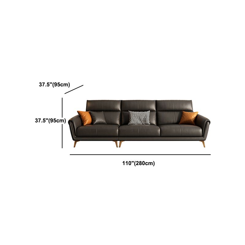 Contemporary Black Sewn Pillow Back Sloped Arm for Living Room Sofa