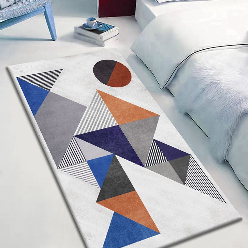 Modernist Geometric Pattern Rug with Stripe Multicolor Polyester Rug Non-Slip Pet Friendly Washable Are Rug for Bedroom