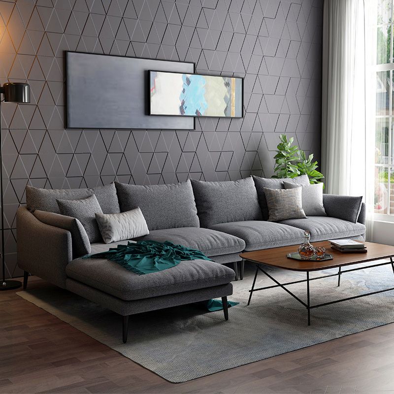 Gray 4/5-seater Sloped Arm Sectional Fabric Slipcovered Sectional