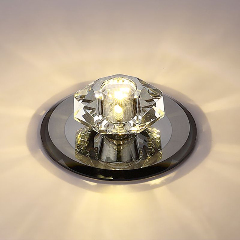 Cristal de cristal Beveled Mini Flush Light Style Moderne Flush Ceiling Light Fixture pour Hallway