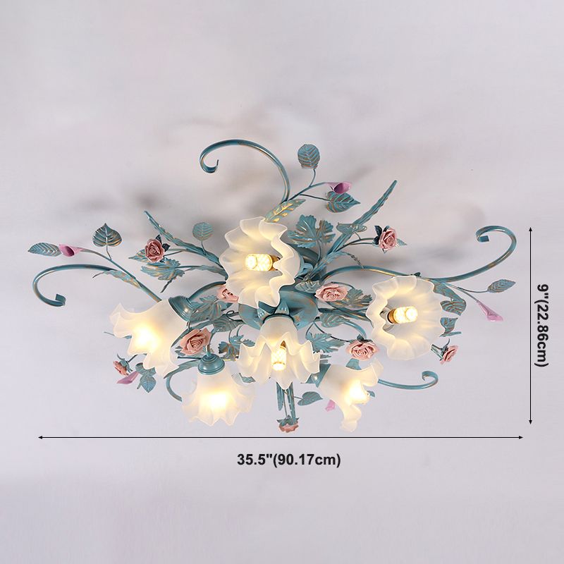 Plafonnier rétro traditionnel avec abat-jour en verre, luminaire encastré pour chambre à coucher et salon