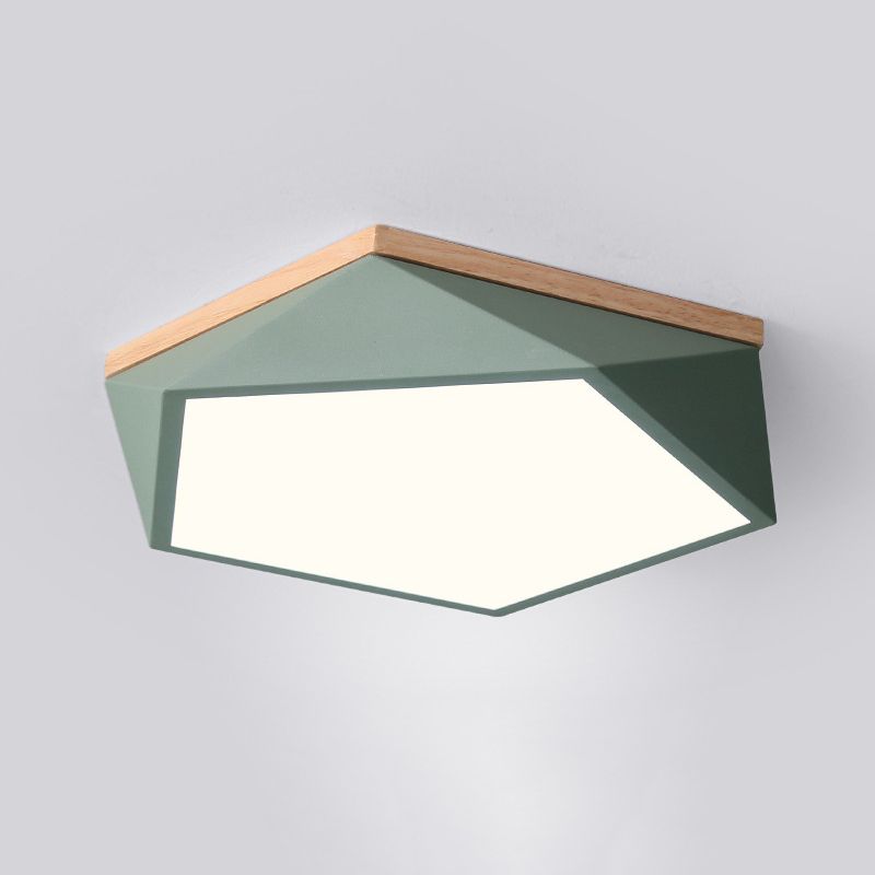 Plafonnier à LED géométrique en bois de style minimaliste moderne avec encastrement en fer forgé macaron avec abat - jour en acrylique
