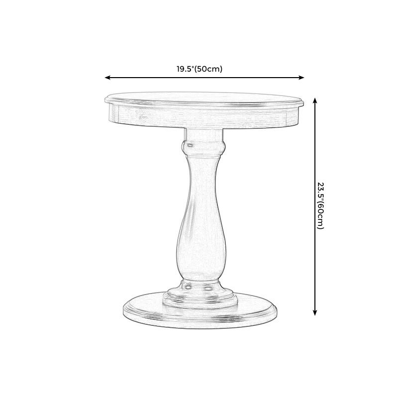 23.6" Tall Pedestal End Table Solid Wood Round Side End Table