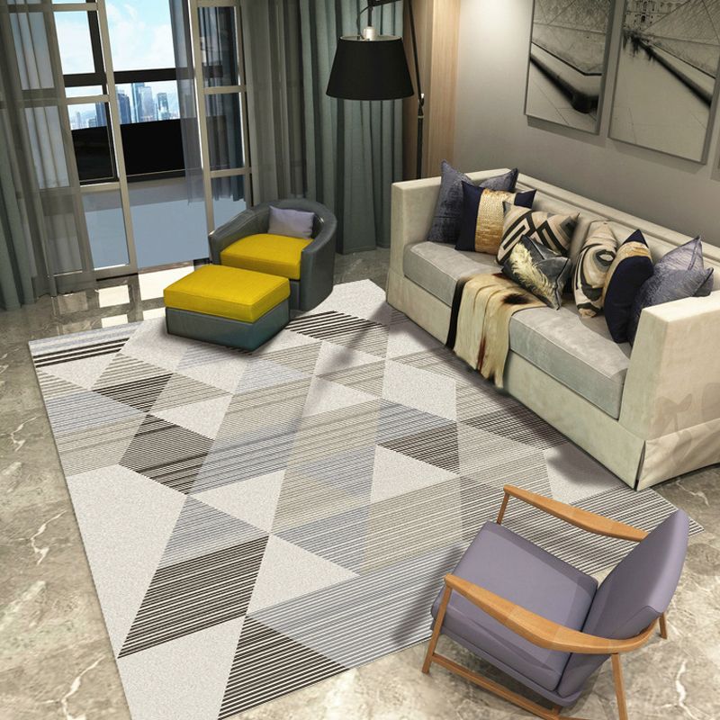 Minimalistic Geometric Rug Multi Colored Synthetics Carpet Stain Resistant Pet Friendly Anti-Slip Backing Rug for Living Room