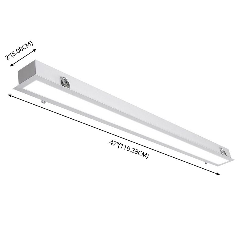 White Rectangular Flush Mount Recessed Lighting Minimalist LED Acrylic Ceiling Lamp for Office