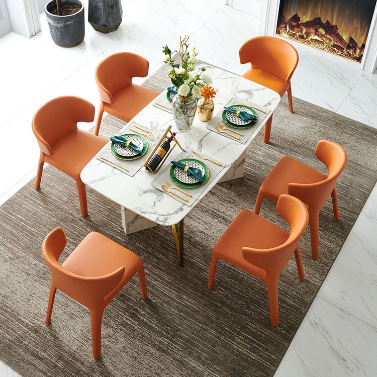 Matte Finish Solid Back Chair for Dining Room Faux Leather Contemporary Dining Chair