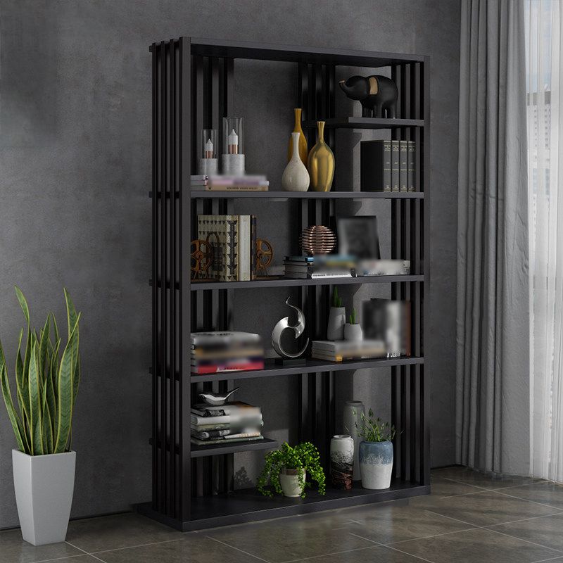 Industrial Style Bookshelf Open Shelf Vertical Metal Shelf with Rectangular Shelves