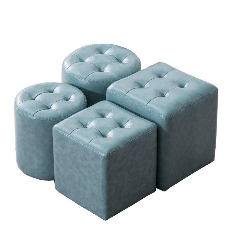 Water Resistant Cube Ottoman Square Mid-Century Modern Genuine Leather Ottoman