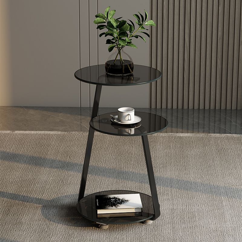 22.83 inch Tall Frame Side Table Modern Round Glass Side End Table