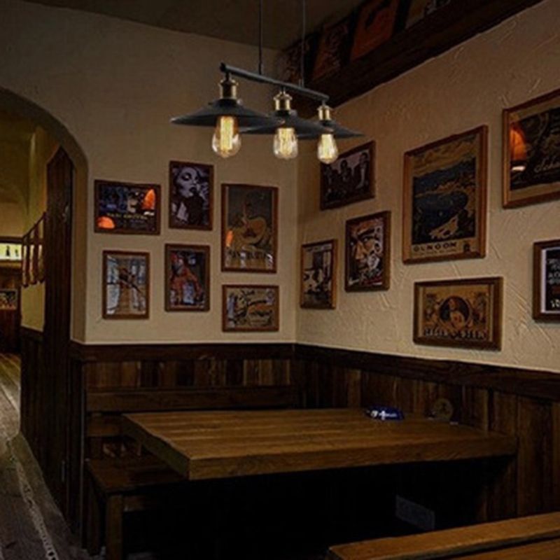 Metal 3 Lights Island Pendant Lighting Pulley Industrial Island Light Fixtures for Dining Room