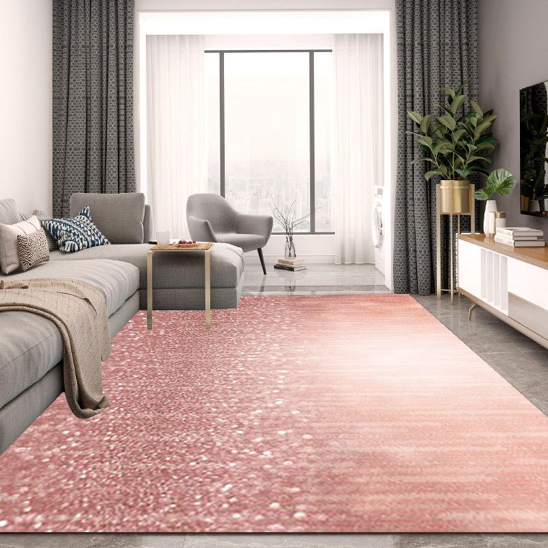 Simple Modern Rug in Pink Glitter Pattern Rug Polyester Washable Anti-Slip Backing Carpet for Home Decoration