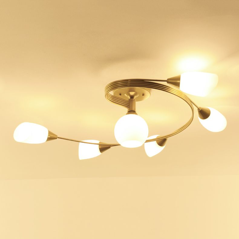 Schattiertes Wohnzimmer halb Flush Deckenleuchte Einfachheit Glasdecke Flush Mount