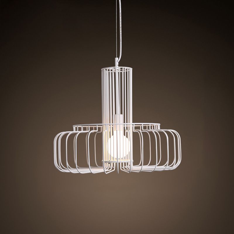 Witte kooi plafond hangende lantaarn loftstijl metaal 1 kop eetkamer ophanging licht