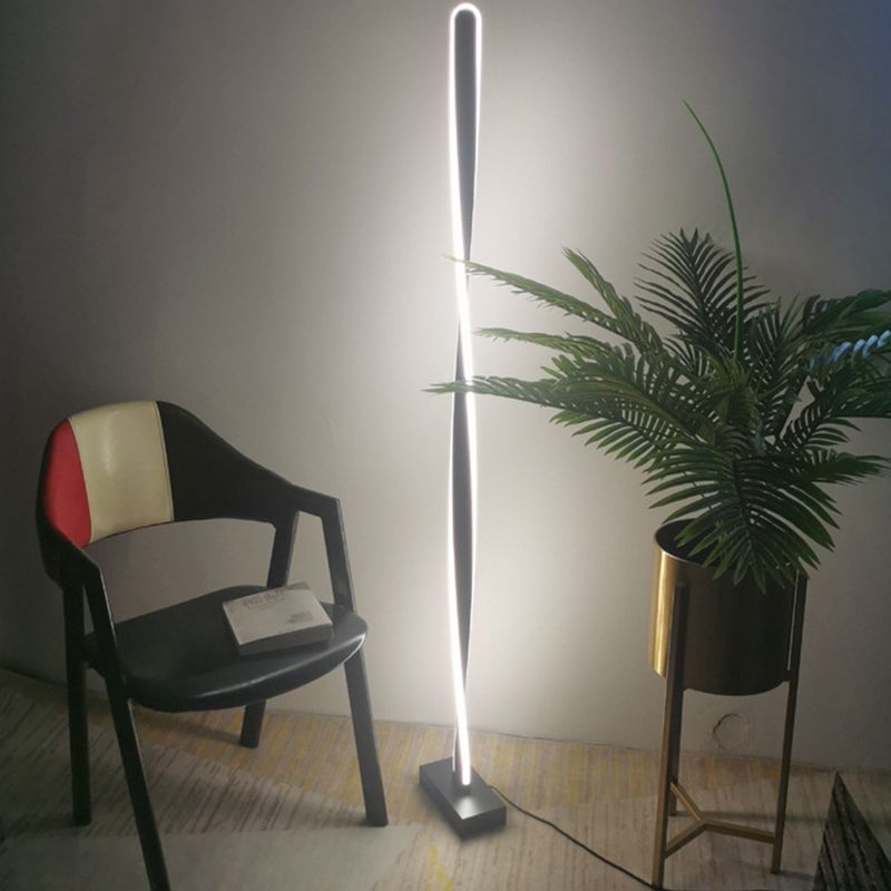 Lámpara LED de led minimalista burbujeante/ondulado/retorcido luz de piso de pie con sombra acrílica en luz cálida/blanca