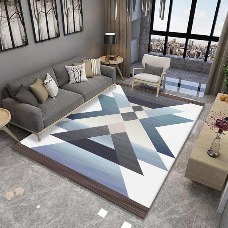 Stylish Triangle Pattern Area Rug Decorative Contemporary Polyester Rug Non-Slip Backing Indoor Carpet for Home Decor