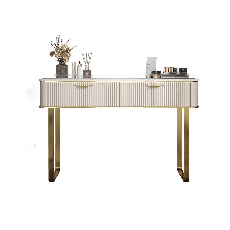 Glam Slate Top Make-up Vanity Wooden Vanity Dressing Table Set with 2 Drawers