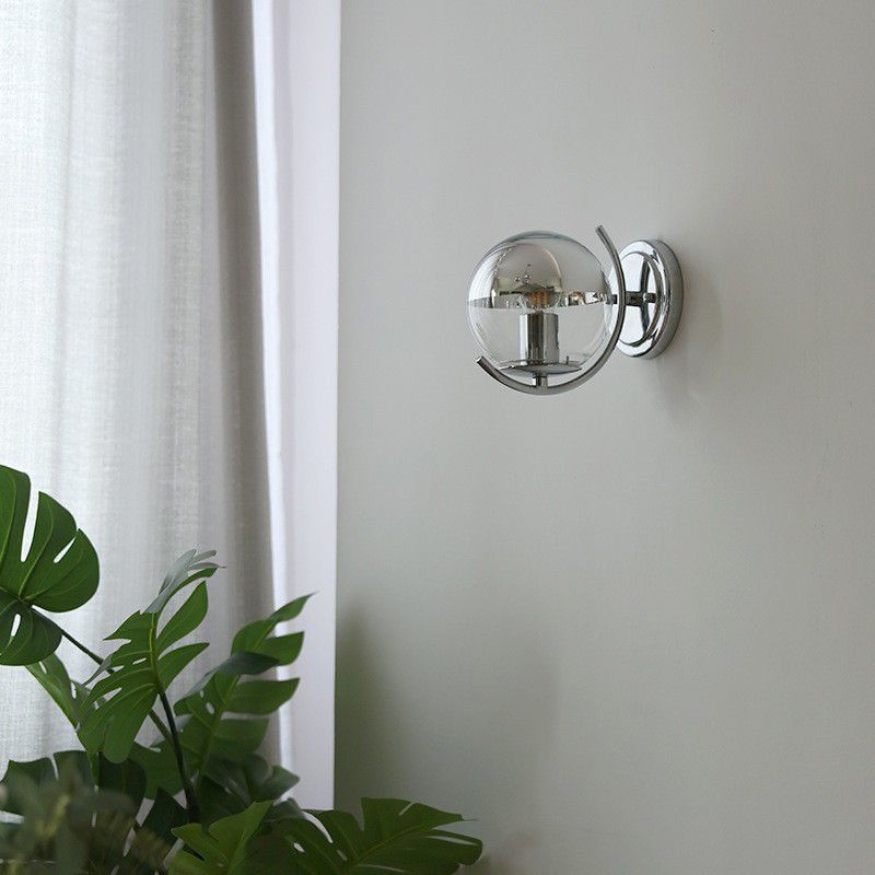 Single Modern Silver Wall Mounted Sconce Glass Wall Light for Living Room