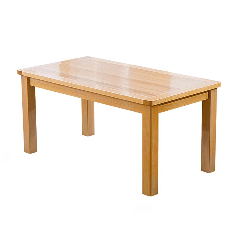 Modern Style Rectangle Dining Table Brown Solid Wood Dining Table with 4 Legs for Home