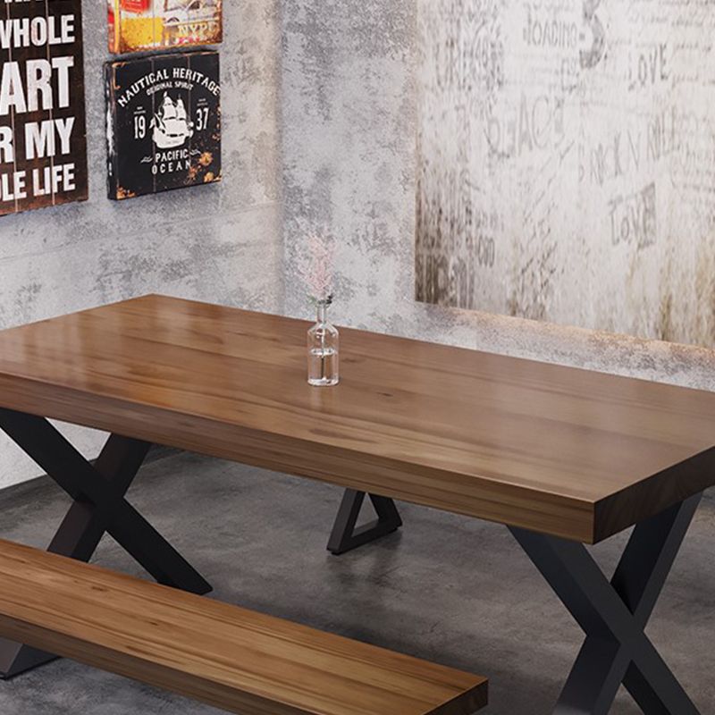 Rectangle Dining Table Industrial Dining Table with Iron Base