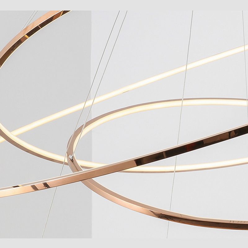 Modern Simplicity Ring Chandelier Lamp Stainless Steel Hanging Pendant Lights for Restaurant