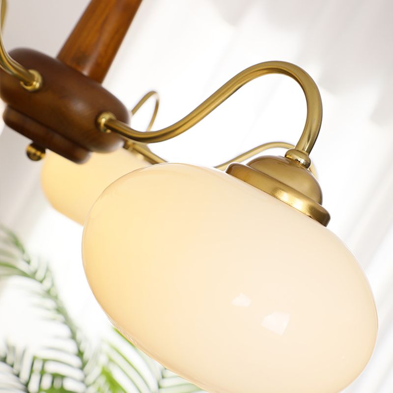 Bowl Chandelier Light Fixtures Modern Multi-Head Hanging Pendant Lamps with White Glass Shade