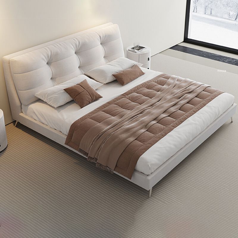 Glam Solid Color Rectangular Standard Bed Metal and Upholstered Bed Frame