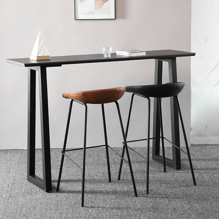 Industrial Style Leather Counter Stool Bucket Stools with Metal Base for Home