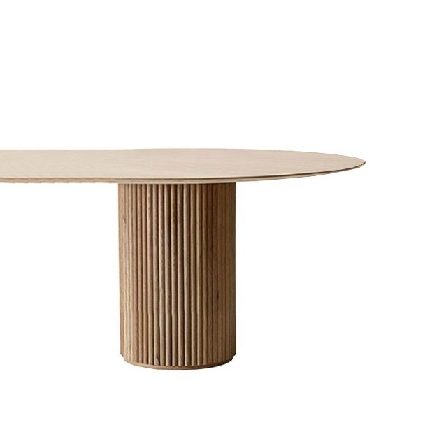 Pine Solid Wood Table Simplicity Dining Table Oval for Kitchen Home with Double Pedestal