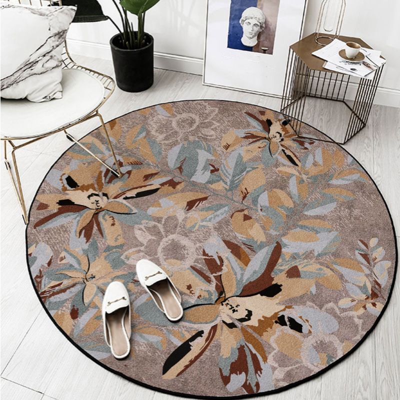 Bold Round Carpet Modern Abstract Carpet Washable Polyester Rug with Non-Slip Backing