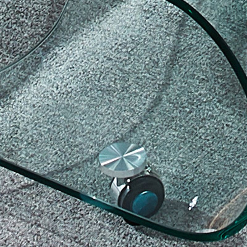 Geometric Glass Coffee Table with Casters Contemporary Shelf Included Cocktail Table