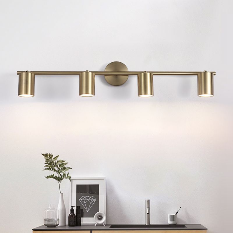 Gold Cylinder Mirror Light Modern Style Metal Wall Mount Lighting Fixture