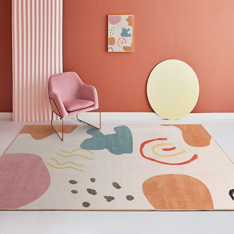 Pink Simplicity Carpet Polyester Color Block Carpet Stain Resistant Carpet for Drawing Room