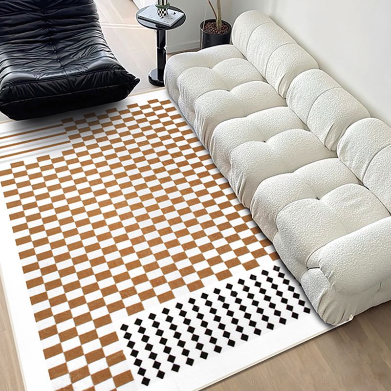Brown Modern Carpet Polyester Geometric Pattern Area Rug Stain Resistant Rug for Drawing Room