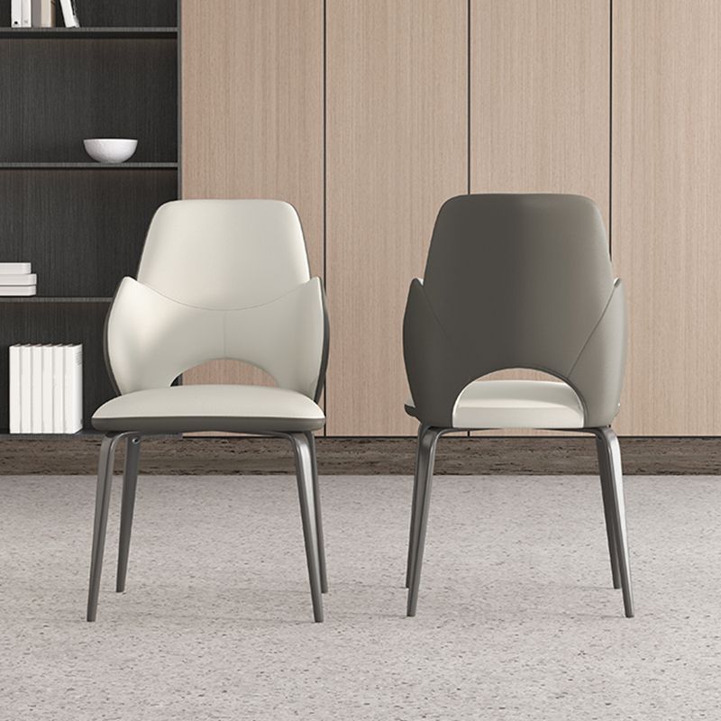 Modern Arm Chair Faux Leather Open Back Dining Room Chair for Kitchen