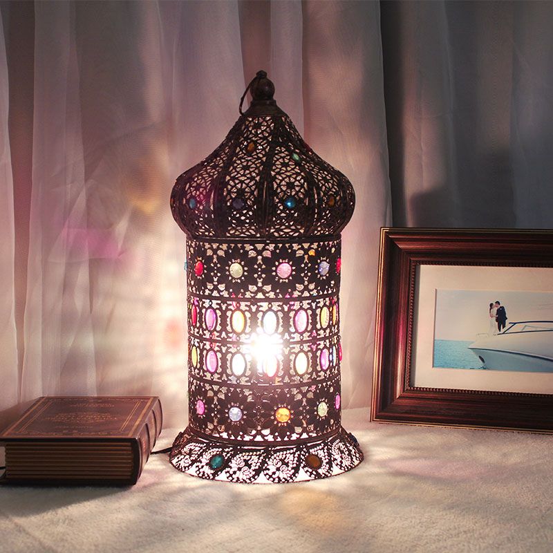 Illuminazione da comodino per camera da letto vuota, lampada da comodino in metallo boemo, 1 lampadina, in bronzo