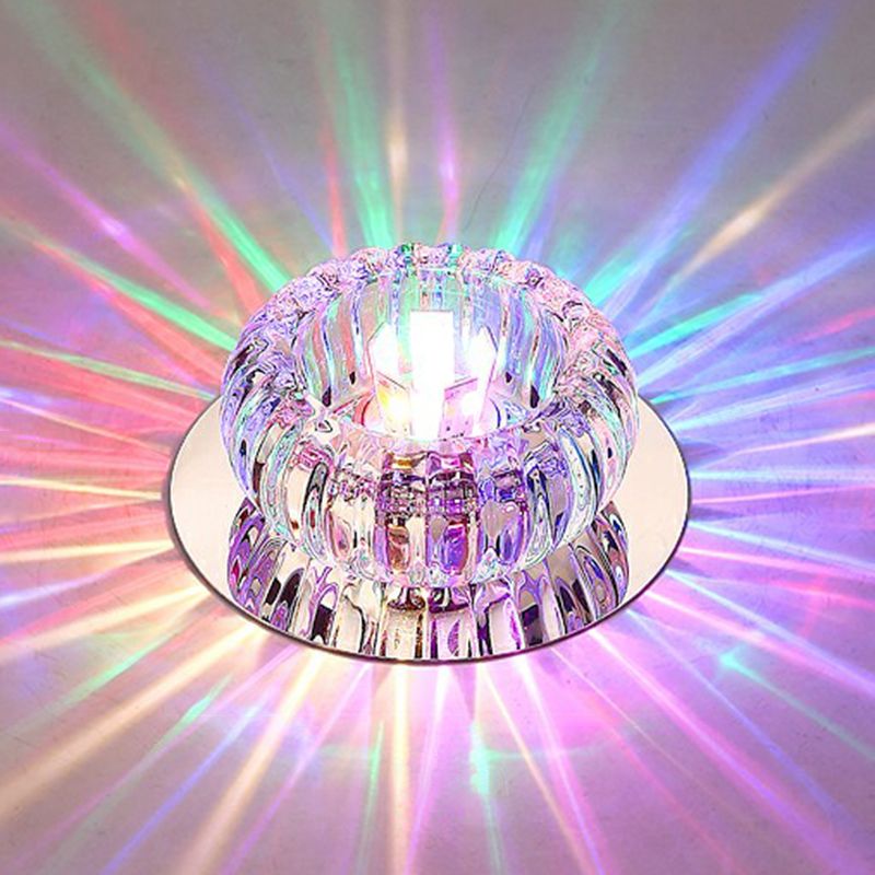 Plafonnier LED rond Simplicity en cristal transparent pour couloir